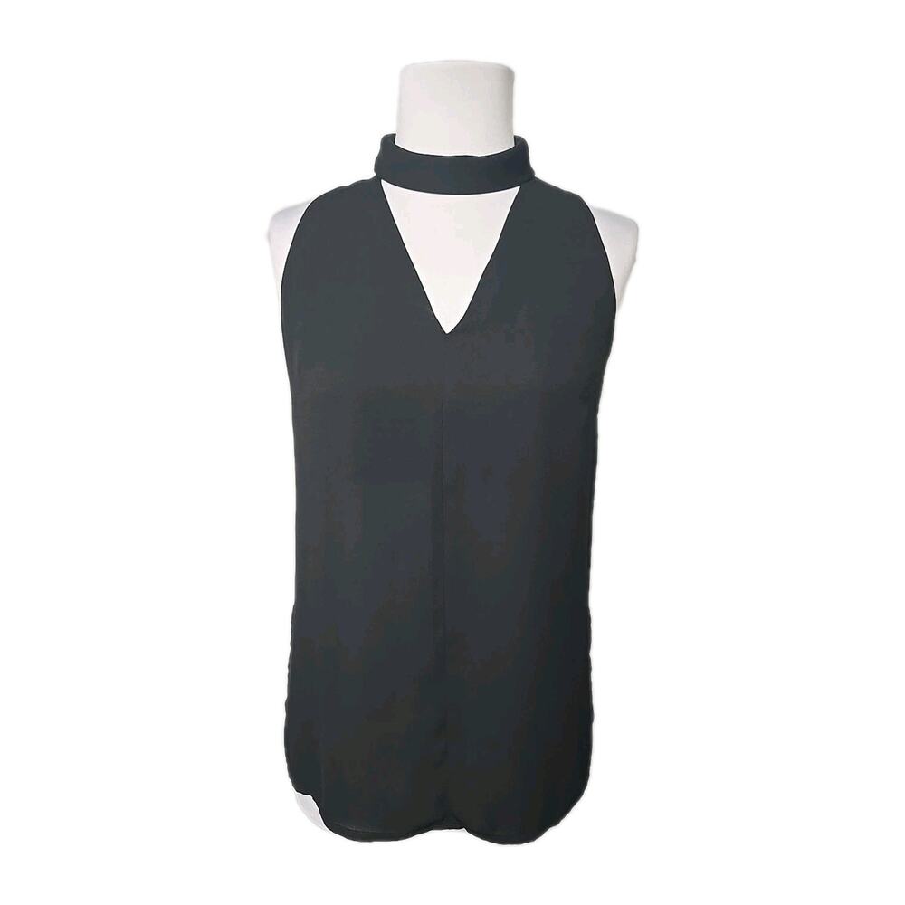 TROUVE Black Chiffon Collared Top XS